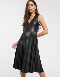 Stradivarius pleated faux leather dress in black   ASOS at Asos